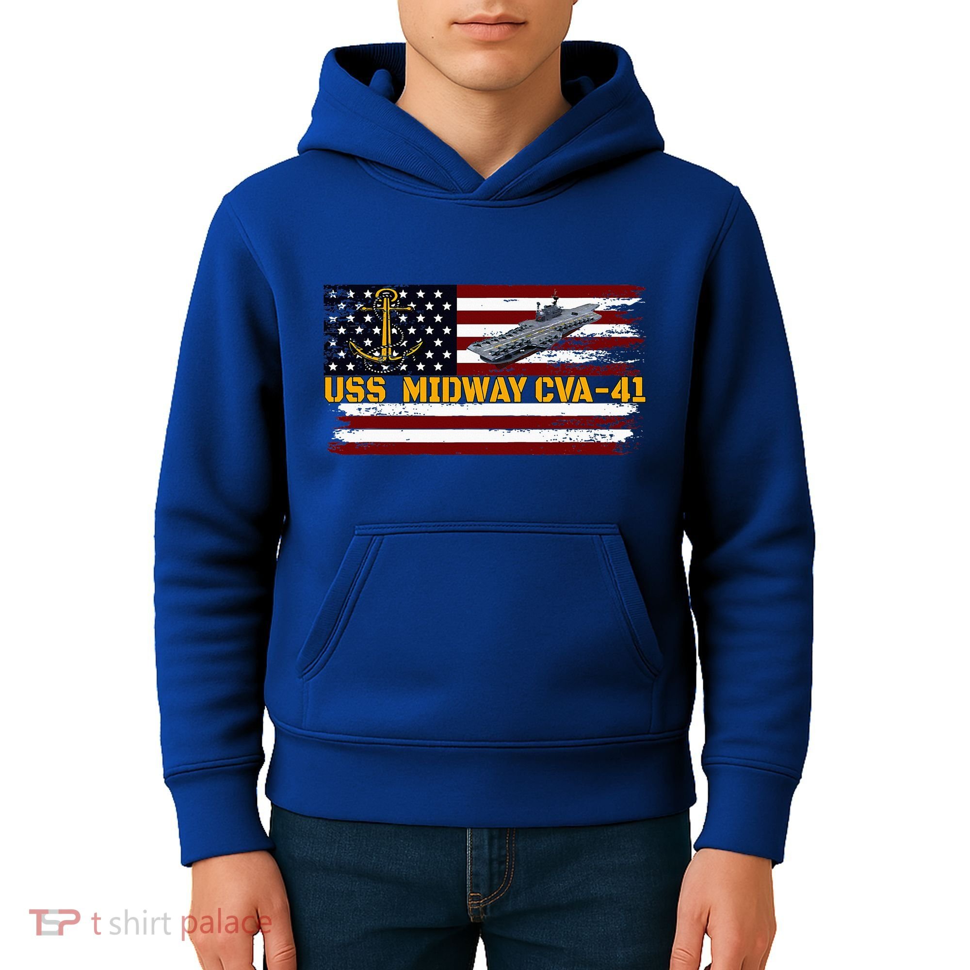 Aircraft Carrier Uss Midway Cva41 Veterans Day FatherS Day Kids Hoodie
