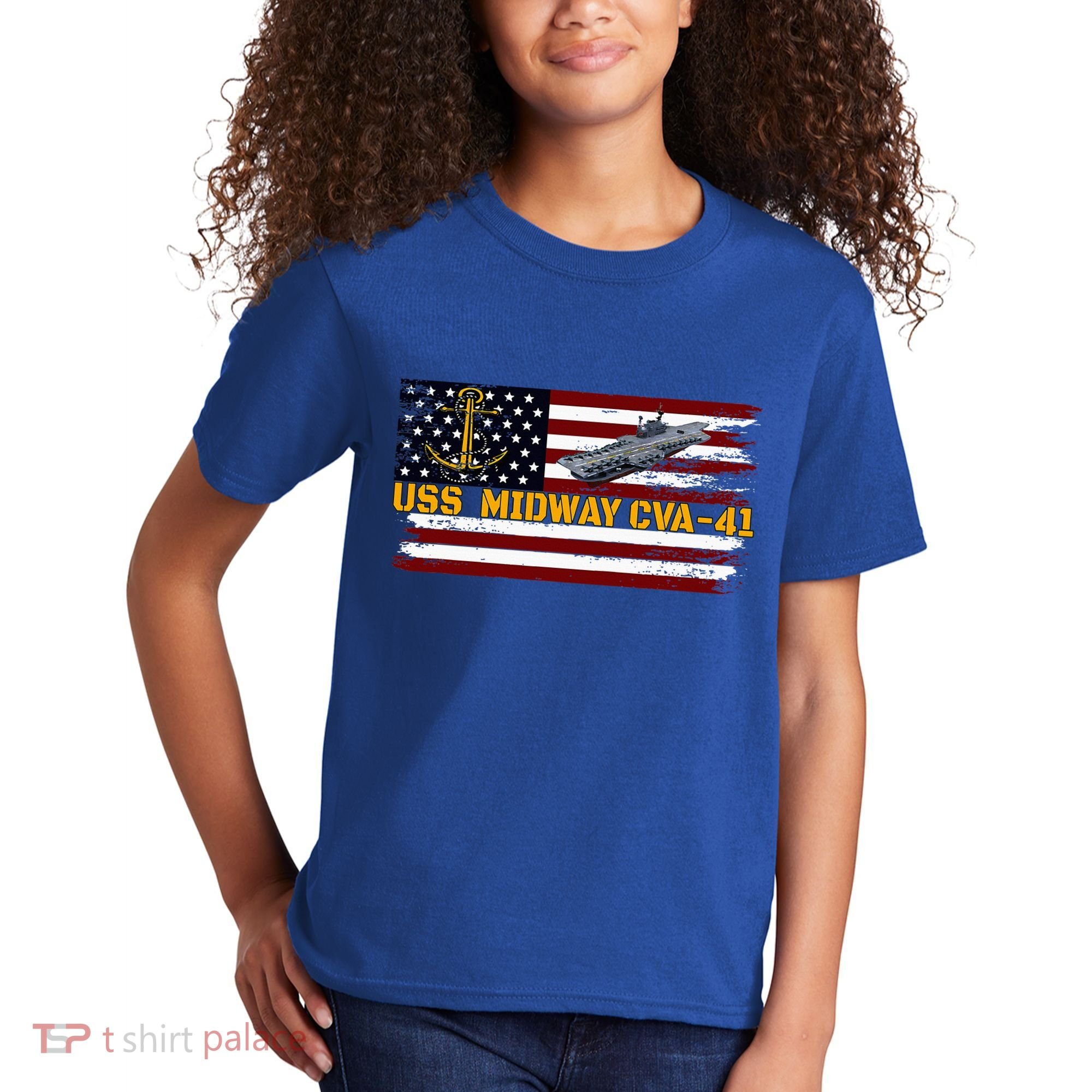 Aircraft Carrier Uss Midway Cva41 Veterans Day FatherS Day Kids T-Shirt
