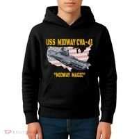 Aircraft Carrier Uss Midway Cva41 Veterans Day Kids Hoodie thumb 4