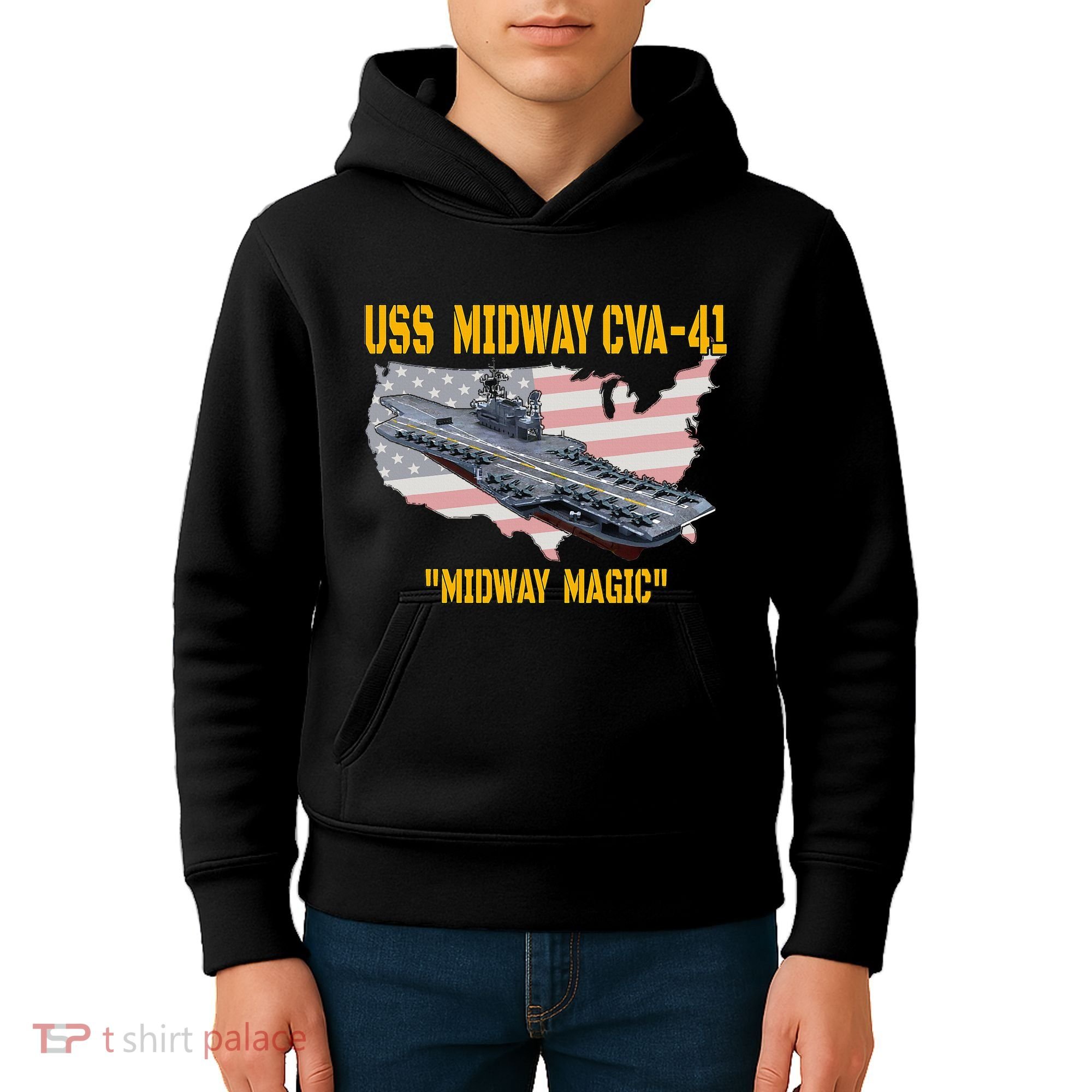 Aircraft Carrier Uss Midway Cva41 Veterans Day Kids Hoodie