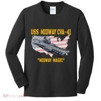 Aircraft Carrier Uss Midway Cva41 Veterans Day Kids Long Sleeve Shirt thumb 0