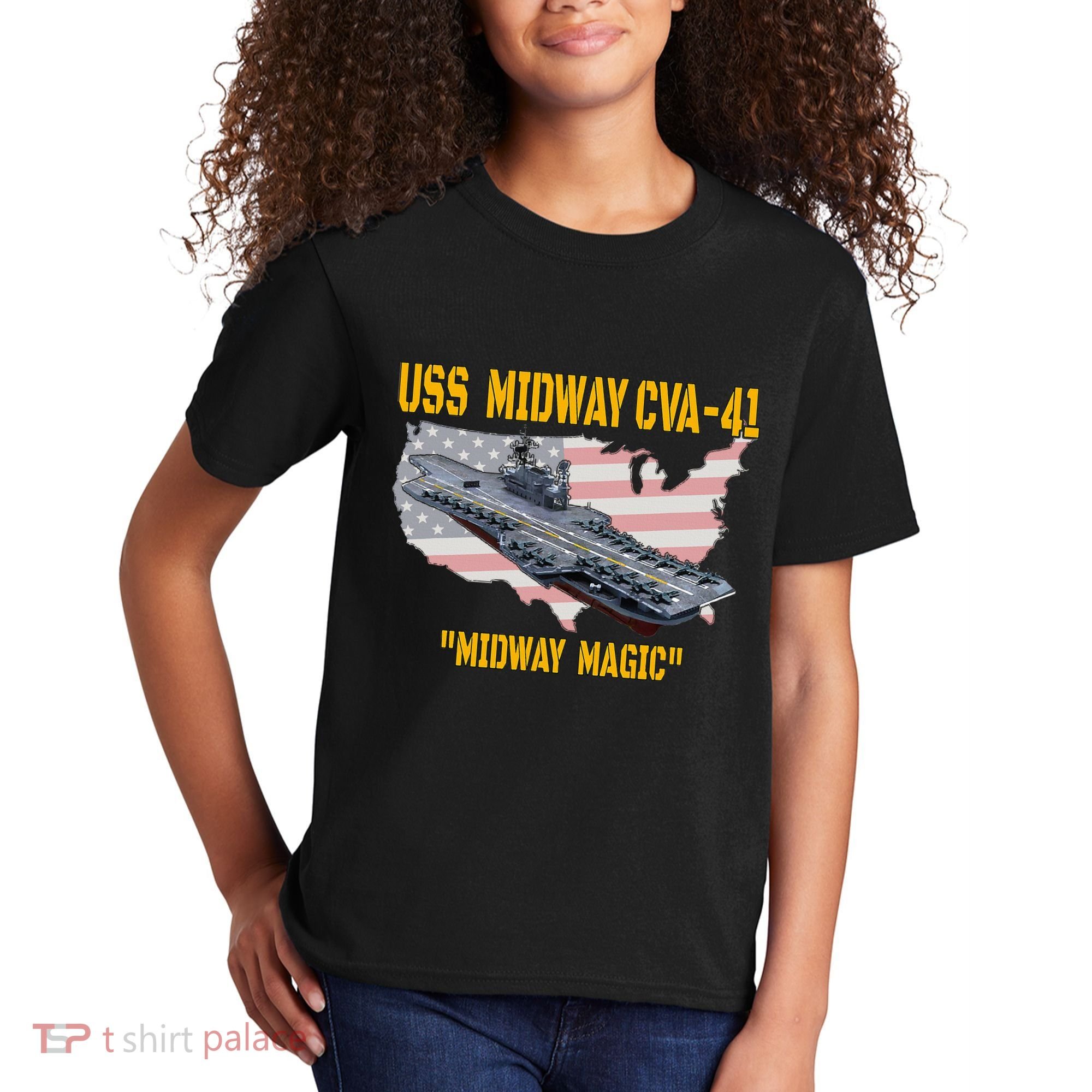 Aircraft Carrier Uss Midway Cva41 Veterans Day Kids T-Shirt