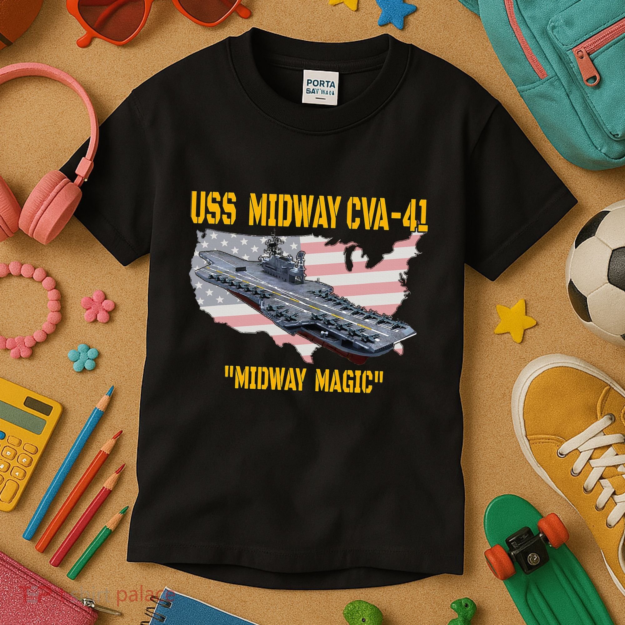 Aircraft Carrier Uss Midway Cva41 Veterans Day Kids T-Shirt