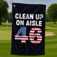 AntiBiden Clean Up On Aisle 46 Impeach Biden Golf Towel thumb 1
