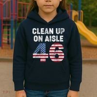 AntiBiden Clean Up On Aisle 46 Impeach Biden Kids Hoodie thumb 3