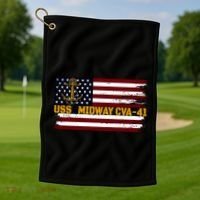Aircraft Carrier Uss Midway Cva41 Veterans Day FatherS Day Great Gift Golf Towel thumb 1