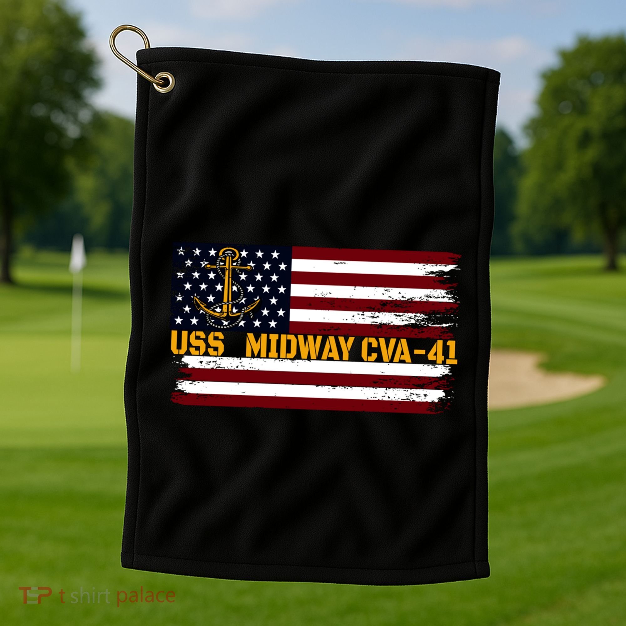 Aircraft Carrier Uss Midway Cva41 Veterans Day FatherS Day Great Gift Golf Towel