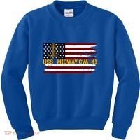 Aircraft Carrier Uss Midway Cva41 Veterans Day FatherS Day Great Gift Kids Sweatshirt thumb 0