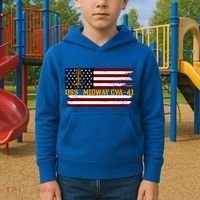 Aircraft Carrier Uss Midway Cva41 Veterans Day FatherS Day Great Gift Kids Hoodie thumb 2