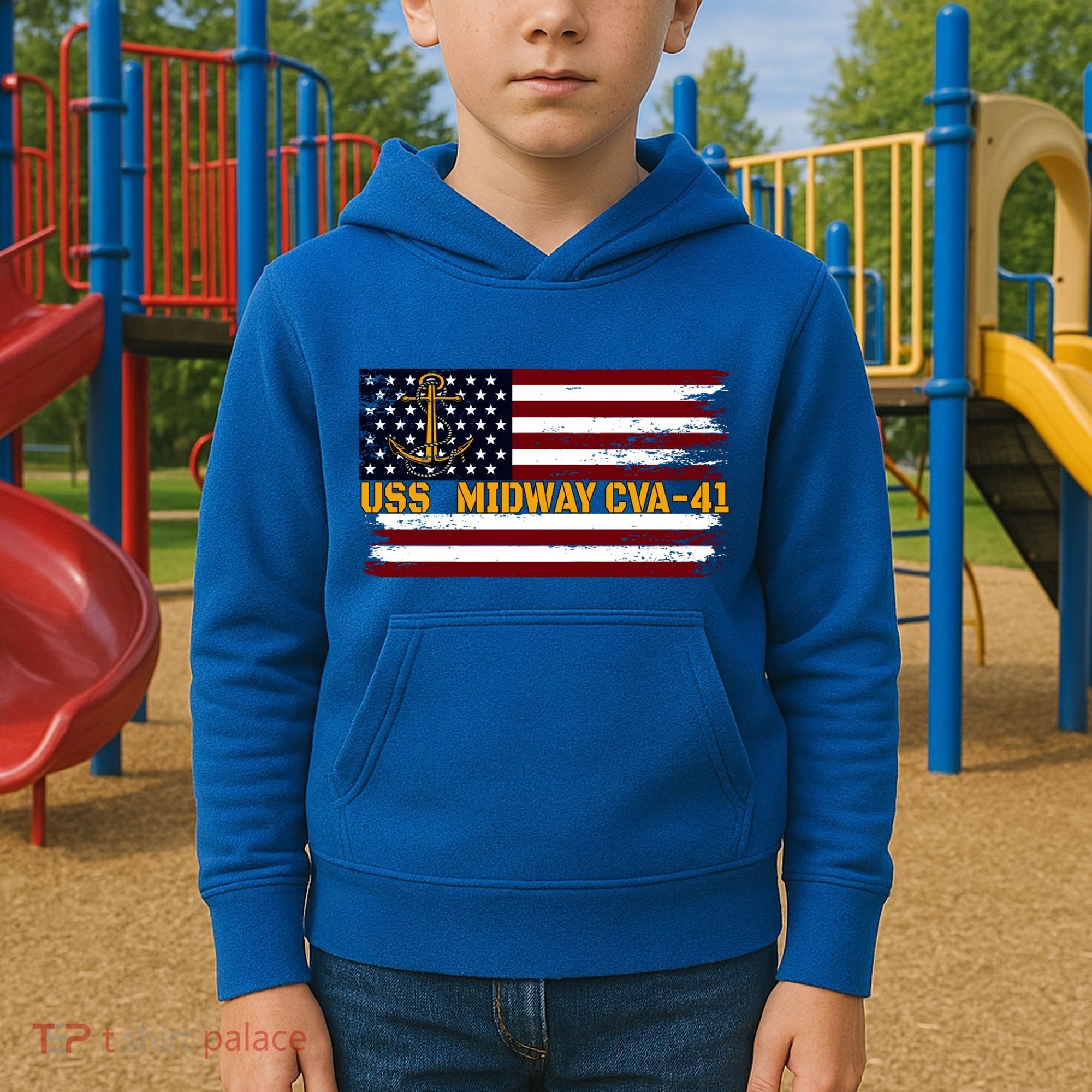 Aircraft Carrier Uss Midway Cva41 Veterans Day FatherS Day Great Gift Kids Hoodie
