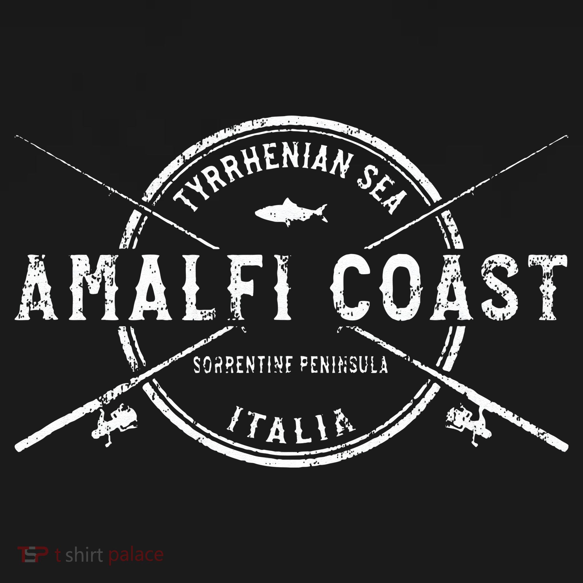 Amalfi Coast Vintage Crossed Fishing Rods T-Shirt