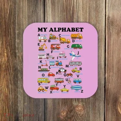 Alphabet Construction Vehicles ABC Learning Teaching Coaster
