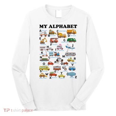Alphabet Construction Vehicles ABC Learning Teaching Long Sleeve Shirt