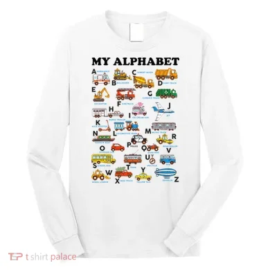 Alphabet Construction Vehicles ABC Learning Teaching Long Sleeve Shirt