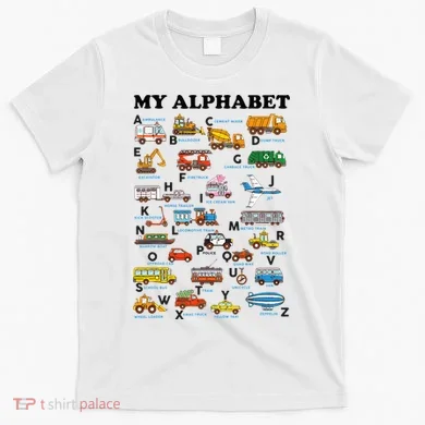 Alphabet Construction Vehicles ABC Learning Teaching T-Shirt