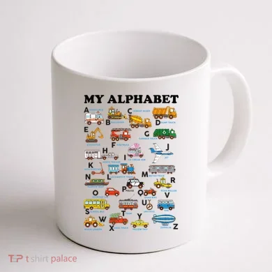 Alphabet Construction Vehicles ABC Learning Teaching Coffee Mug back