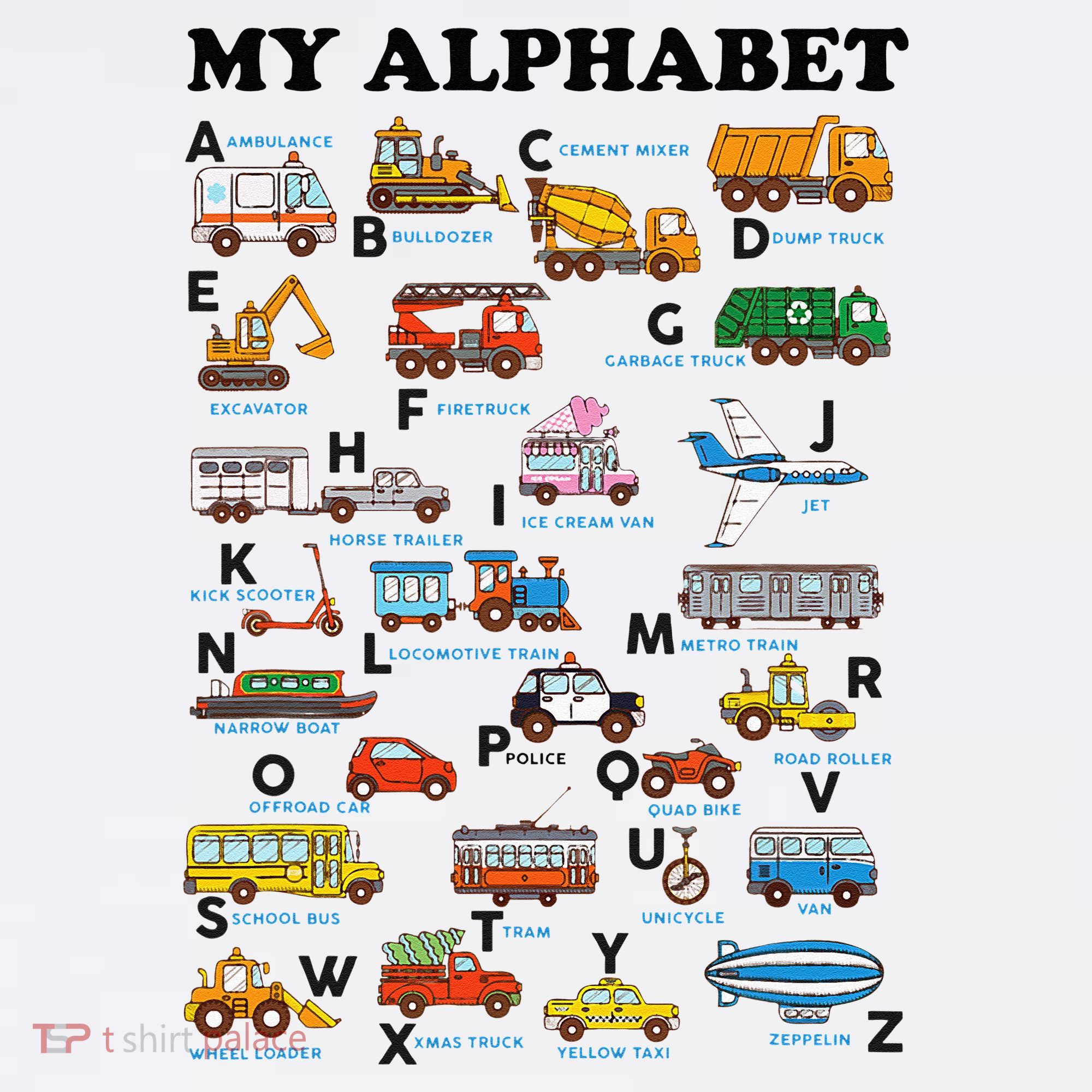 Alphabet Construction Vehicles ABC Learning Teaching Beanie