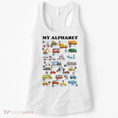 Alphabet Construction Vehicles ABC Learning Teaching Women's Tank Top