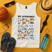 Alphabet Construction Vehicles ABC Learning Teaching Tank Top thumb 4