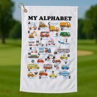 Alphabet Construction Vehicles ABC Learning Teaching Golf Towel thumb 1