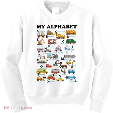 Alphabet Construction Vehicles ABC Learning Teaching Kids Sweatshirt