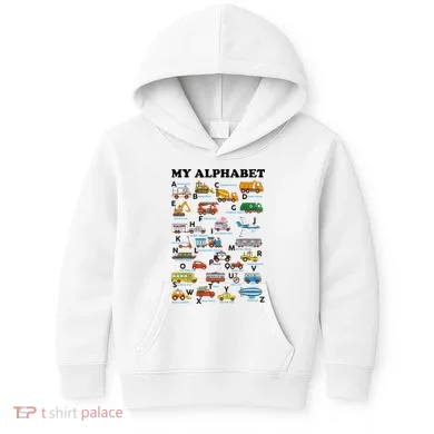Alphabet Construction Vehicles ABC Learning Teaching Kids Hoodie
