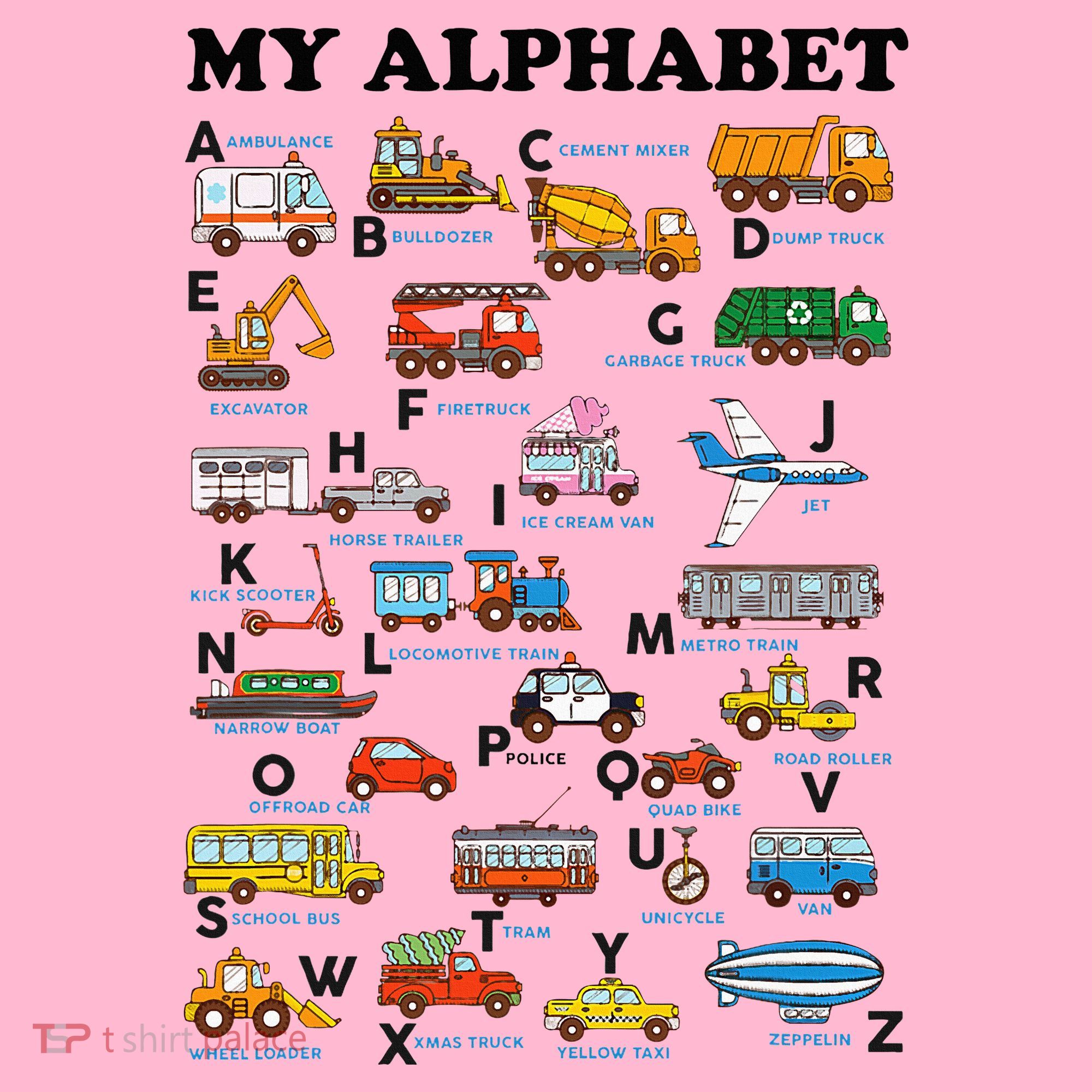 Alphabet Construction Vehicles Abc Learning Teaching Coaster