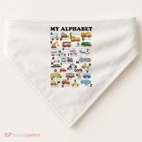 Alphabet Construction Vehicles Abc Learning Teaching USA-Made Doggie Bandana thumb 0