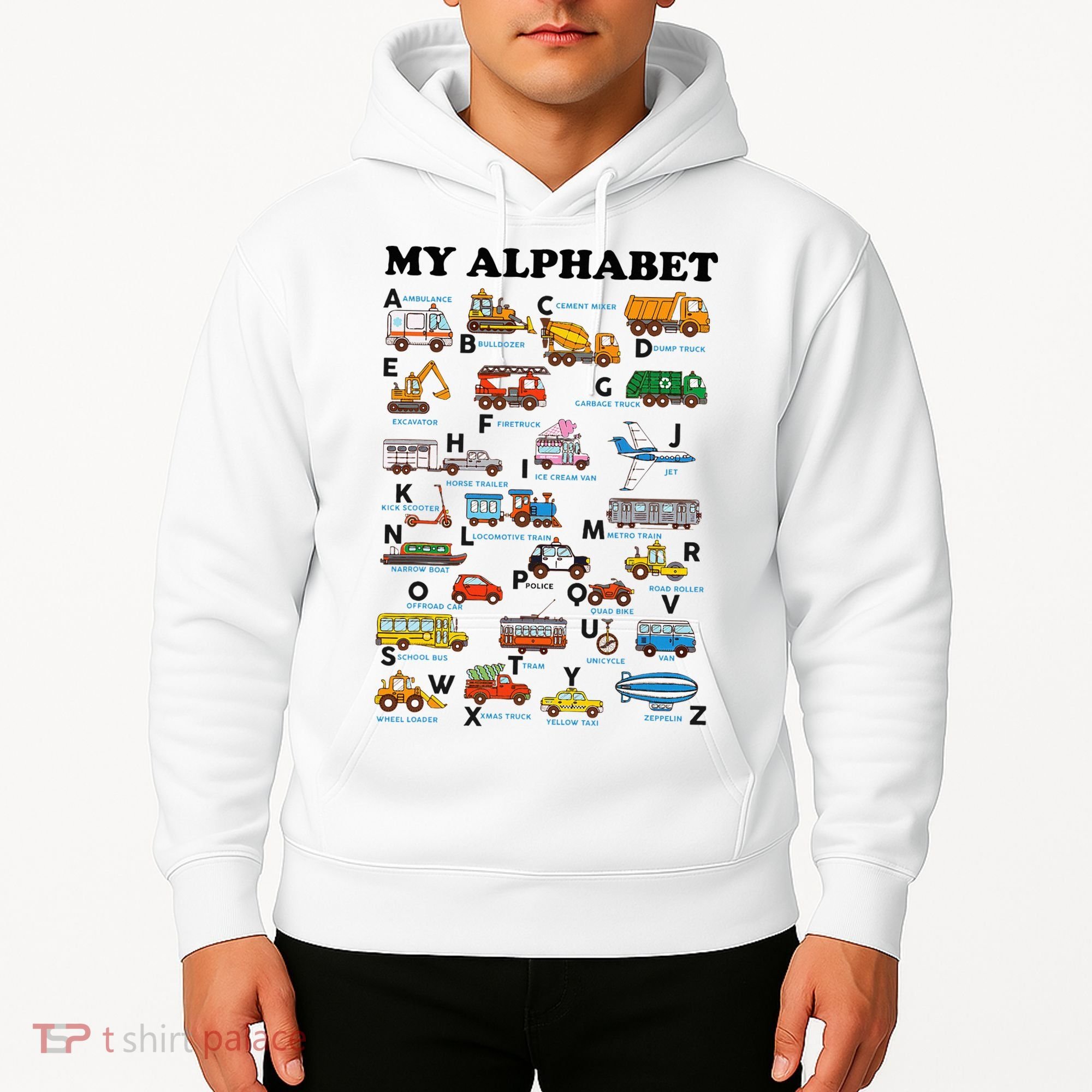 Alphabet Construction Vehicles Abc Learning Teaching Hoodie