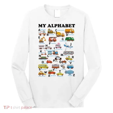 Alphabet Construction Vehicles Abc Learning Teaching Long Sleeve Shirt