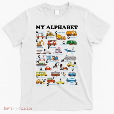 Alphabet Construction Vehicles Abc Learning Teaching T-Shirt
