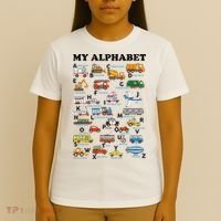 Alphabet Construction Vehicles Abc Learning Teaching T-Shirt thumb 4