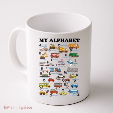 Alphabet Construction Vehicles Abc Learning Teaching Coffee Mug