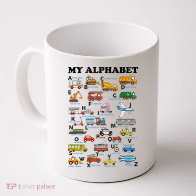 Alphabet Construction Vehicles Abc Learning Teaching Coffee Mug