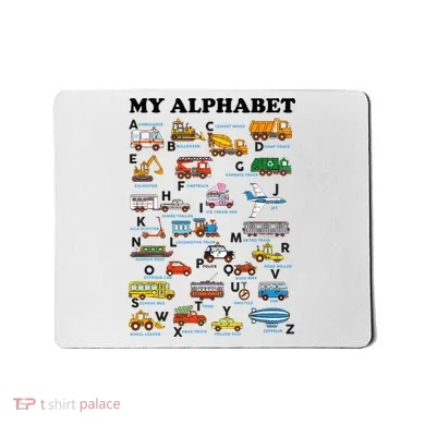 Alphabet Construction Vehicles Abc Learning Teaching Mousepad