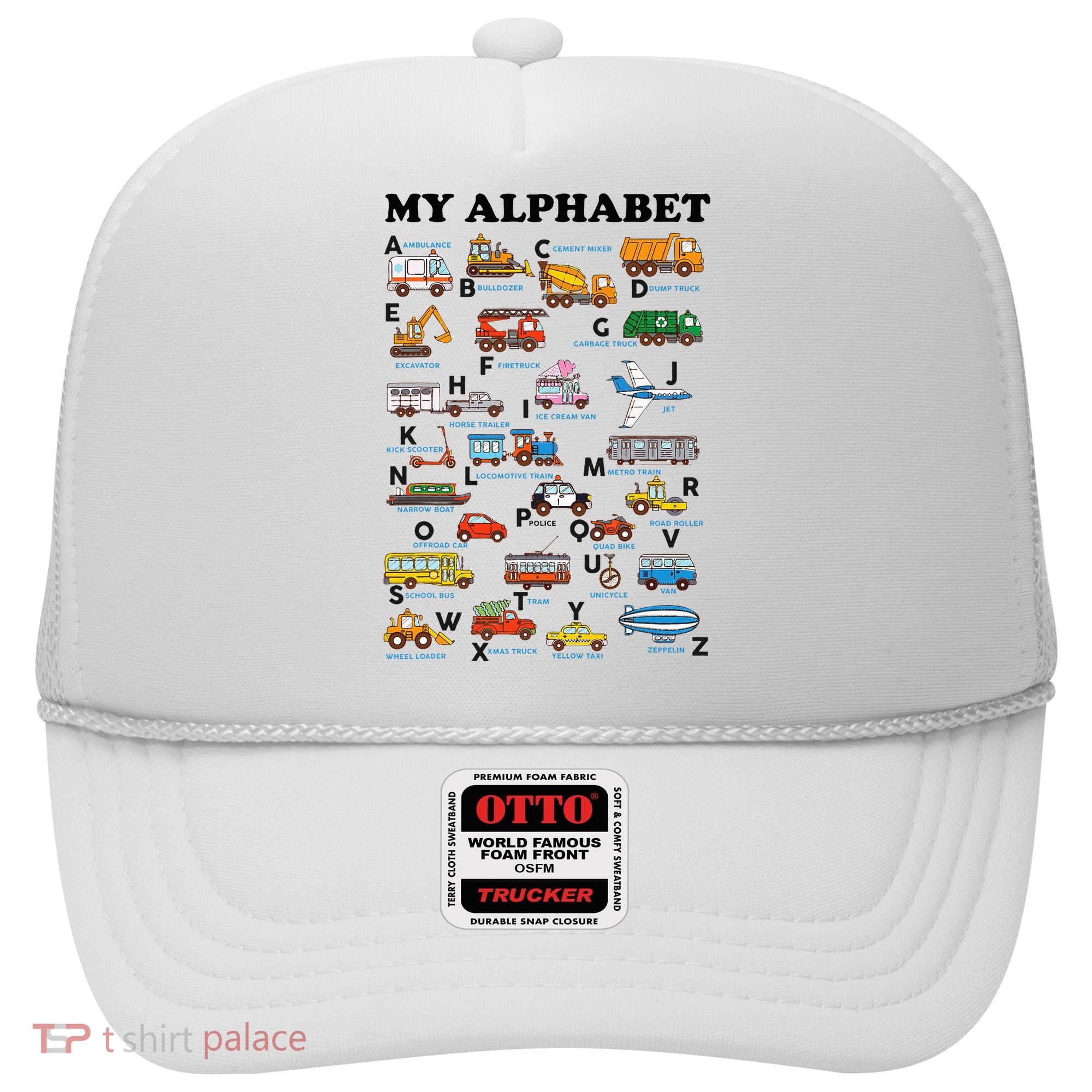 Alphabet Construction Vehicles Abc Learning Teaching Hat