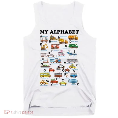 Alphabet Construction Vehicles Abc Learning Teaching Tank Top