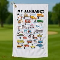 Alphabet Construction Vehicles Abc Learning Teaching Golf Towel thumb 1