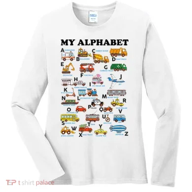 Alphabet Construction Vehicles Abc Learning Teaching Women's Long Sleeve Shirt