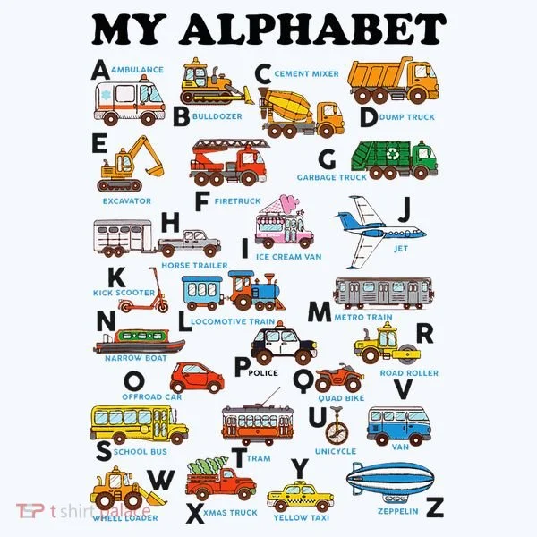Alphabet Construction Vehicles Abc Learning Teaching Women's Long Sleeve Shirt