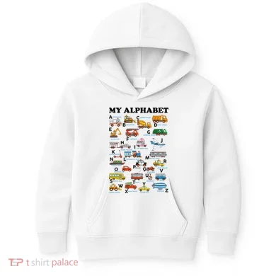 Alphabet Construction Vehicles Abc Learning Teaching Kids Hoodie