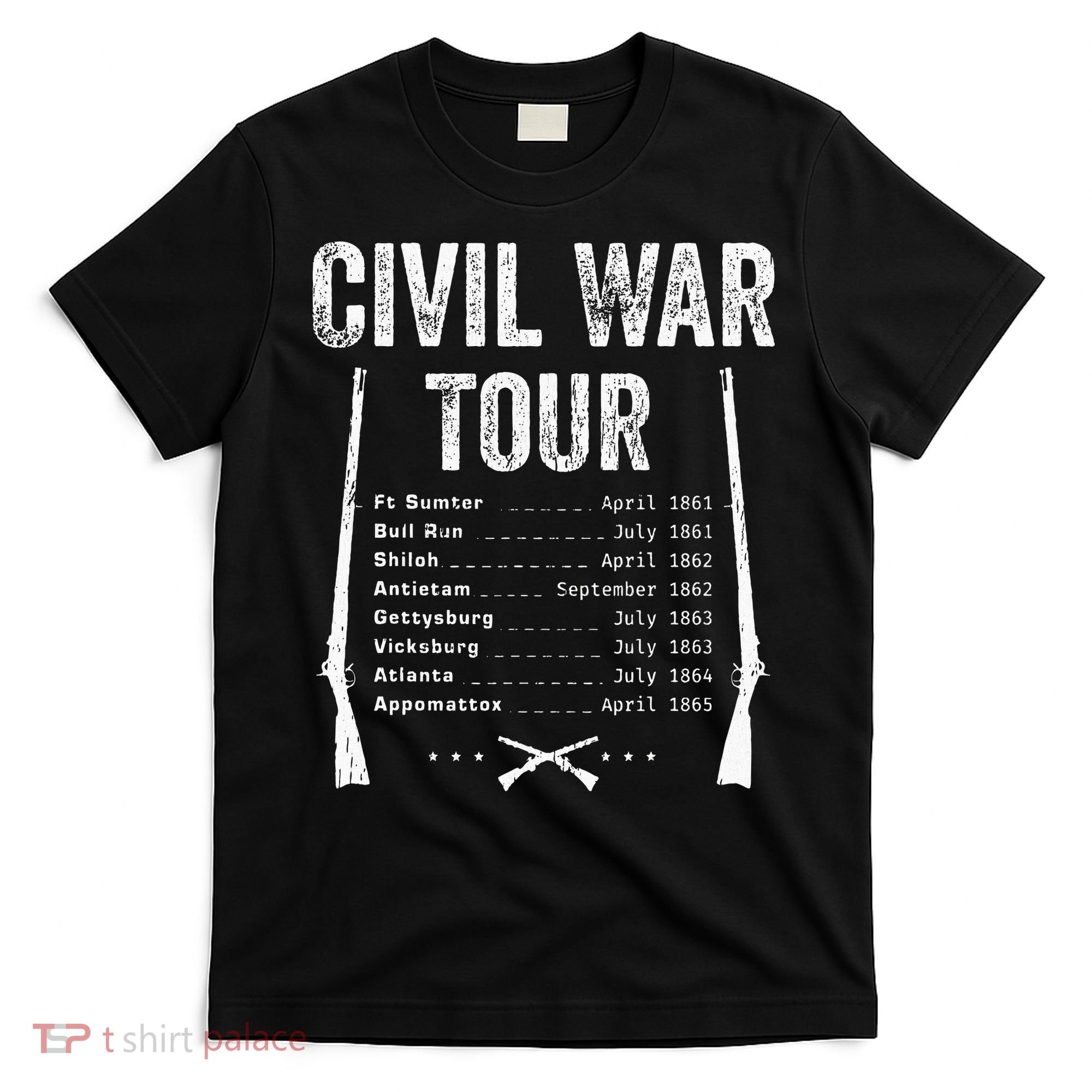 American Civil War Tour Battle Dates Reenactment Gettysburg T-Shirt