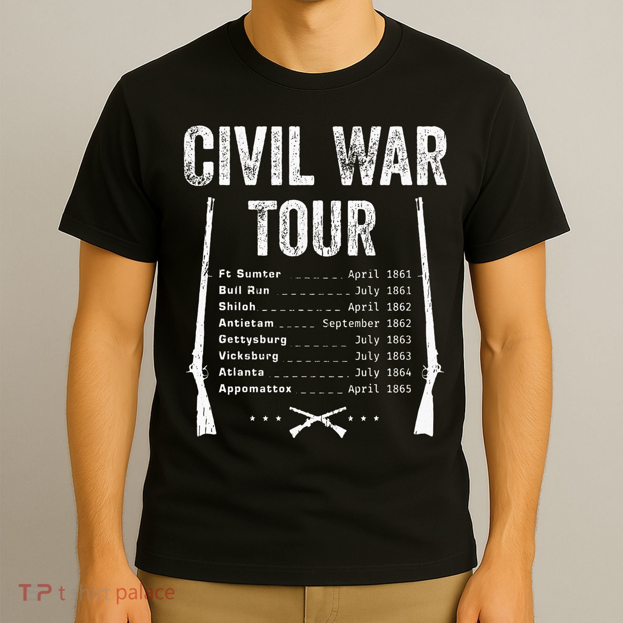 American Civil War Tour Battle Dates Reenactment Gettysburg T-Shirt
