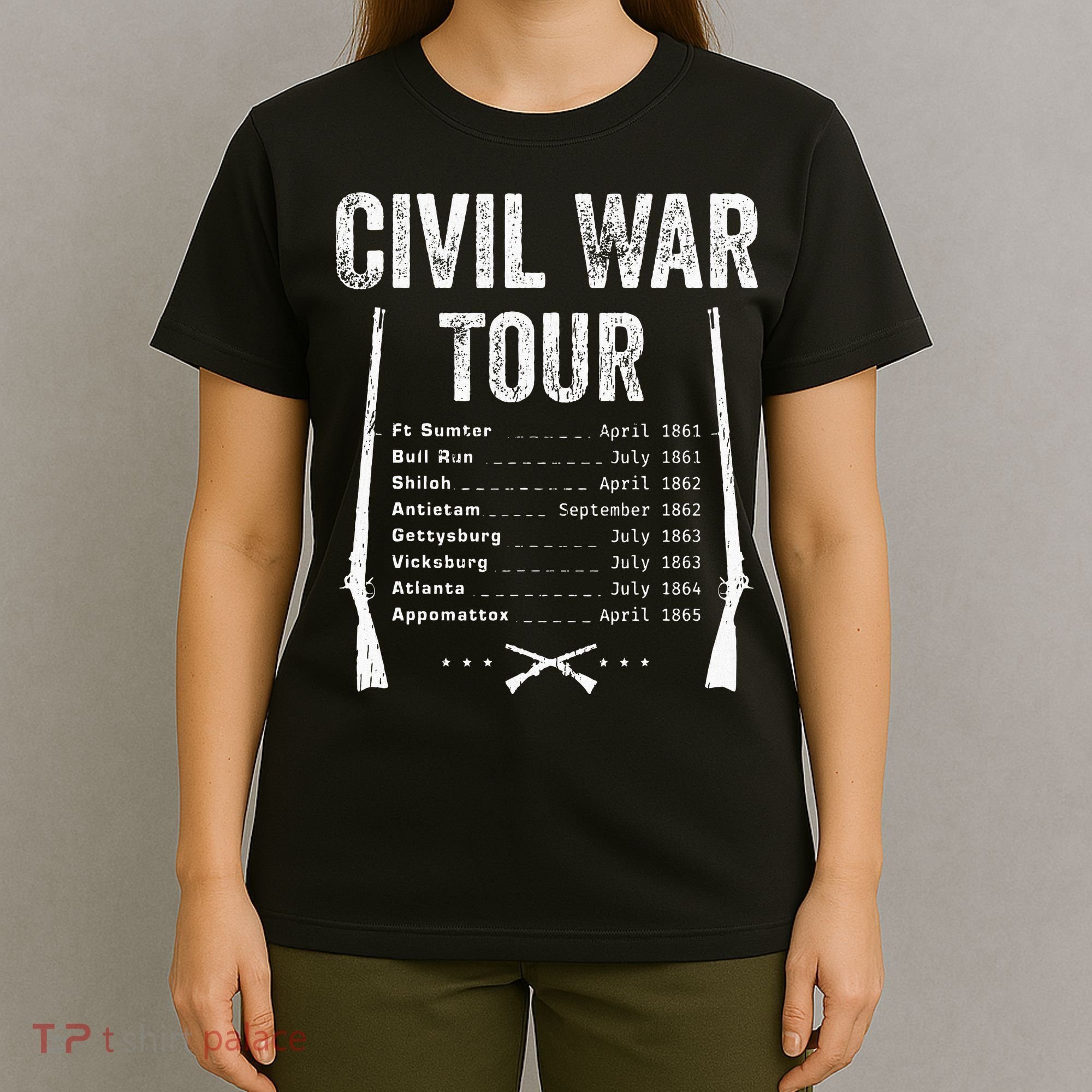 American Civil War Tour Battle Dates Reenactment Gettysburg T-Shirt