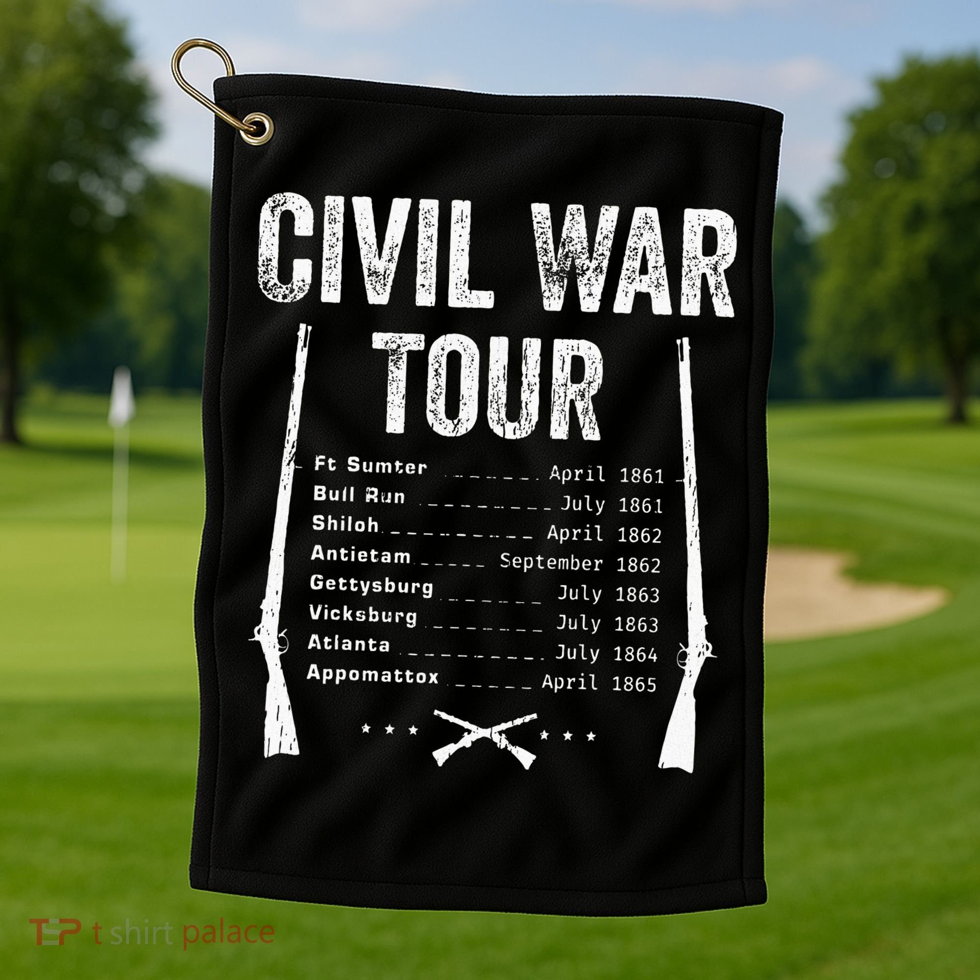 American Civil War Tour Battle Dates Reenactment Gettysburg Golf Towel