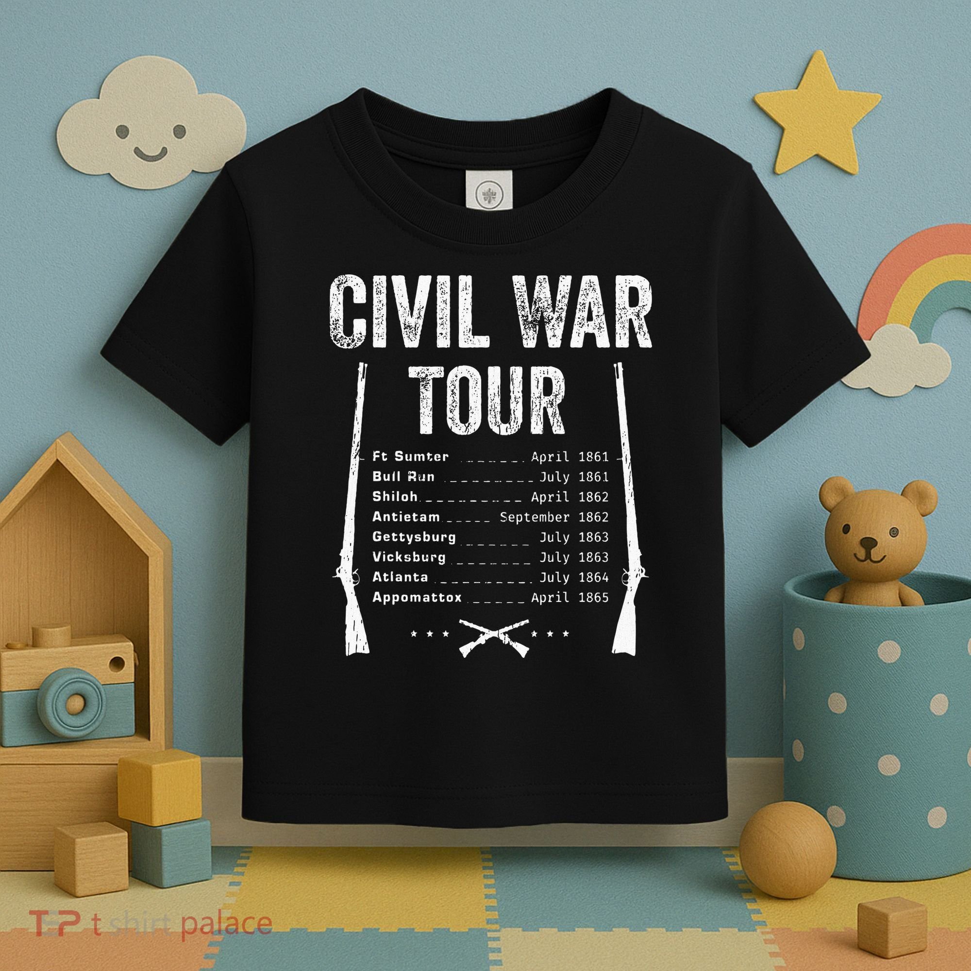 American Civil War Tour Battle Dates Reenactment Gettysburg Toddler T-Shirt