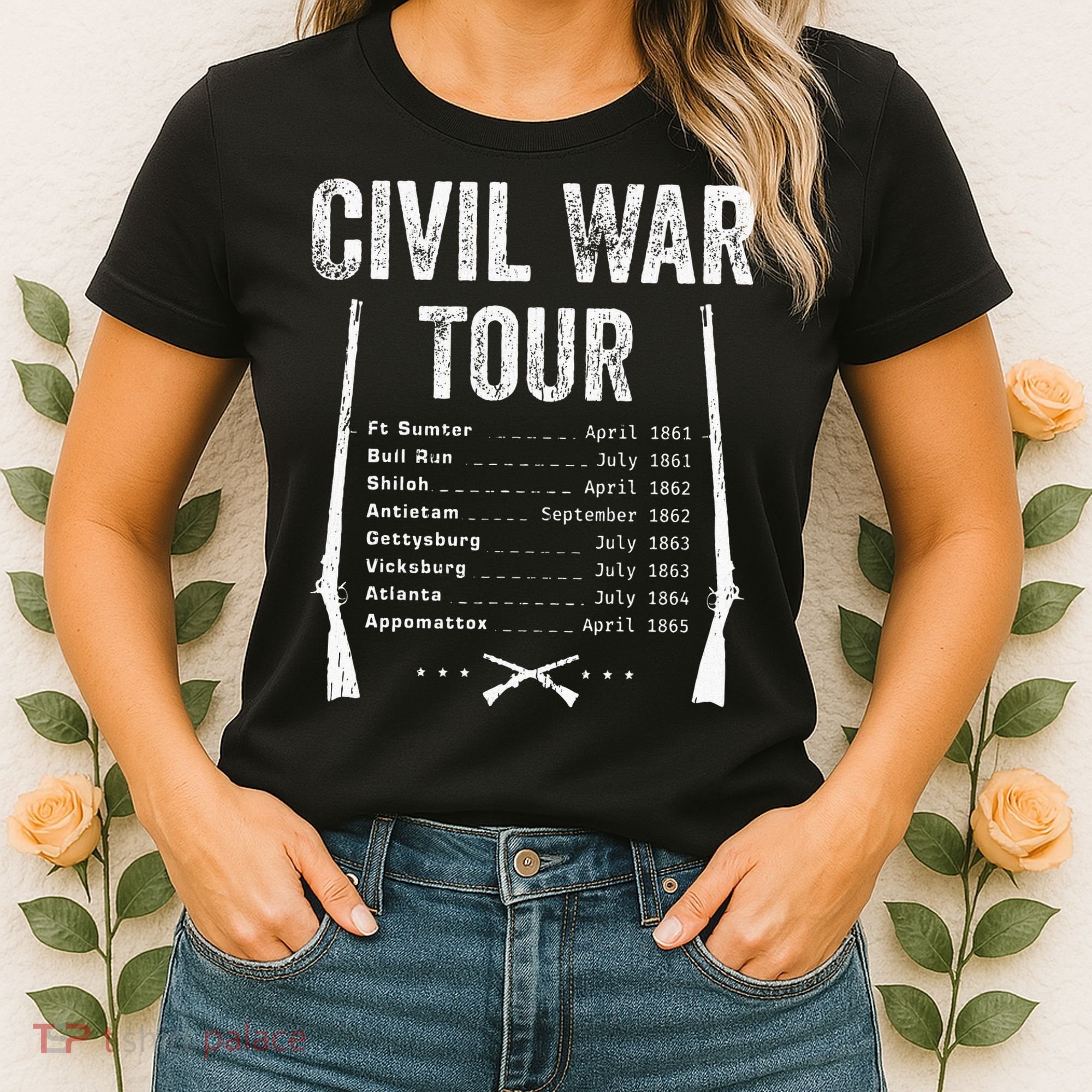 American Civil War Tour Battle Dates Reenactment Gettysburg Women's T-Shirt