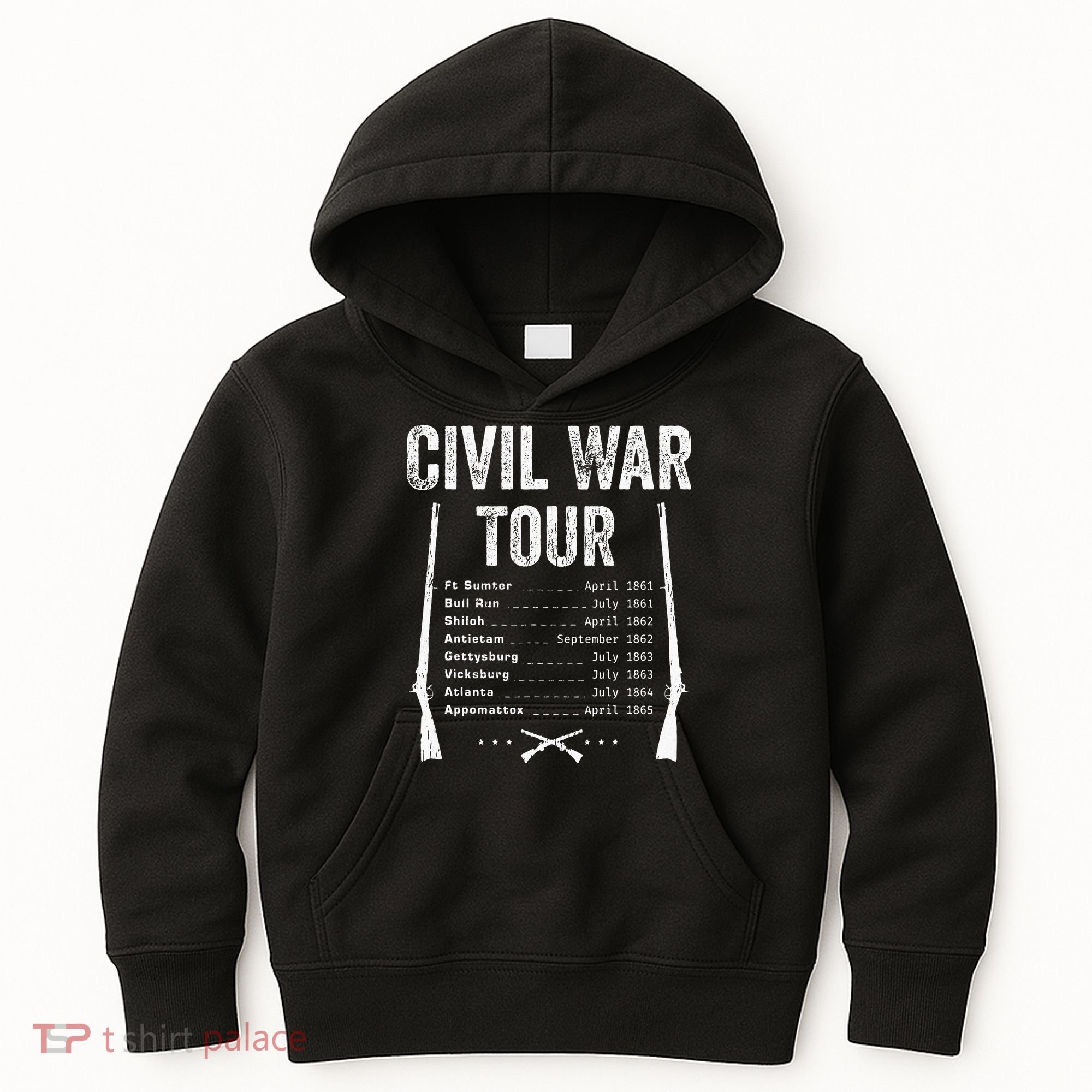 American Civil War Tour Battle Dates Reenactment Gettysburg Kids Hoodie