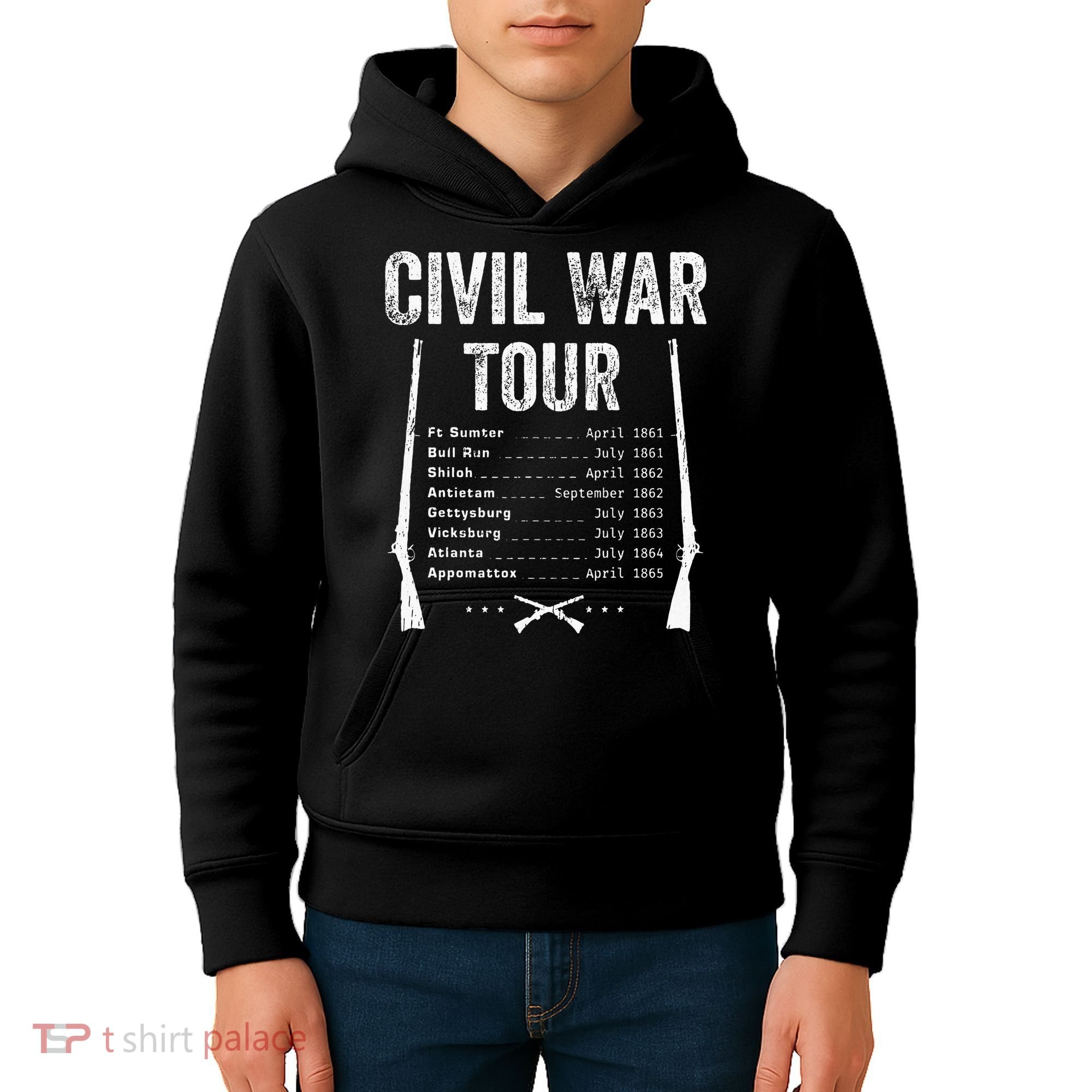American Civil War Tour Battle Dates Reenactment Gettysburg Kids Hoodie
