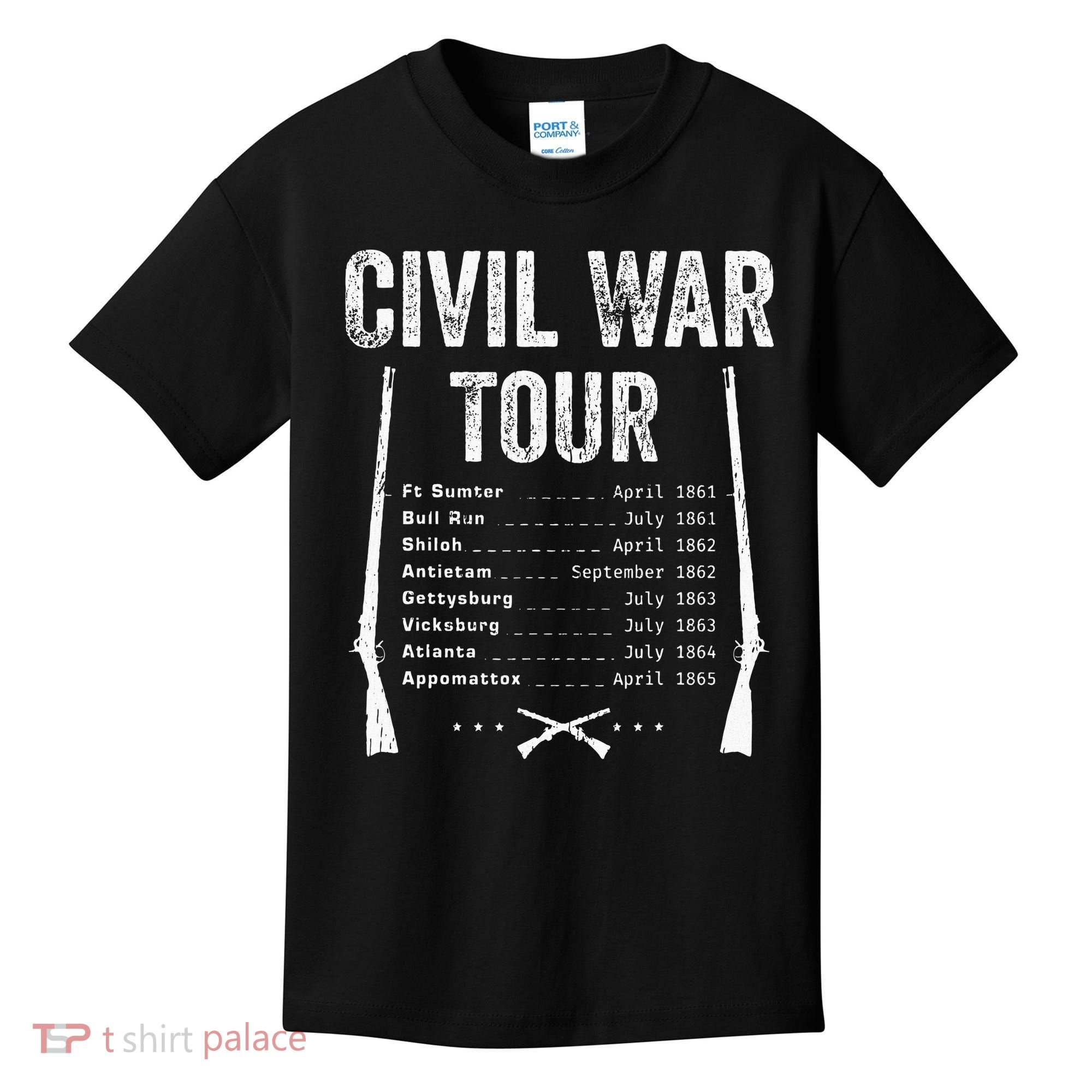 American Civil War Tour Battle Dates Reenactment Gettysburg Kids T-Shirt